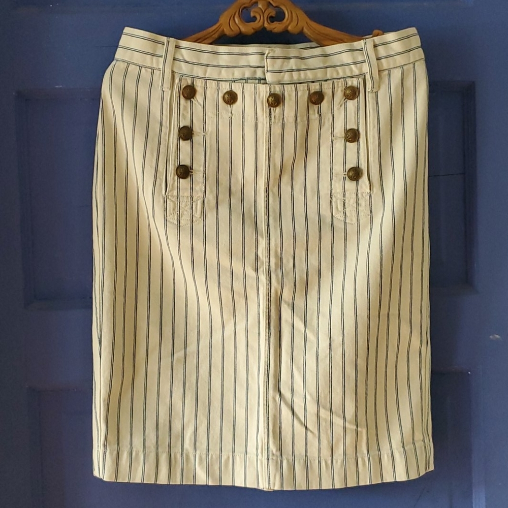 ralph lauren white and blue denim striped pencil s